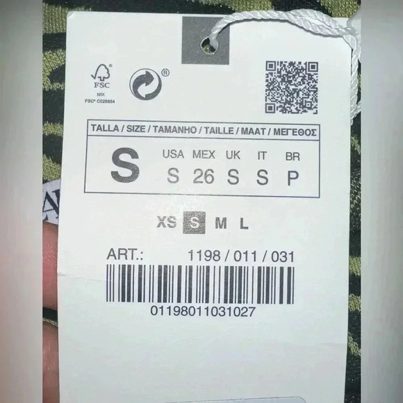 ZARA Zebra Print Jacquard Pants Green/Black Knit Sz S - Picture 9 of 14